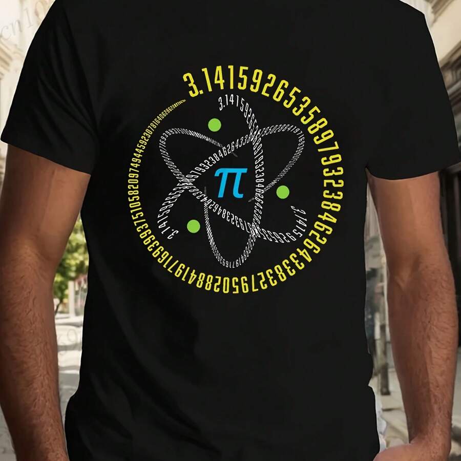 Men's Casual T-Shirts, Funny 3.14 Pi Day T-Shirts, Loose Fit Men's T-Shirt, Math Fashion, Short Sleeve T-Shirt For Women And Men - 彩色 - 查看 1