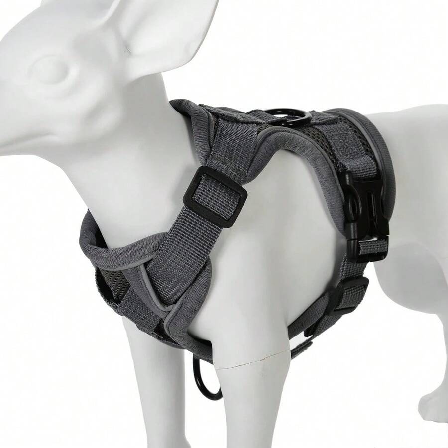 Reflective Dog Harness, Breathable Leash Set For Small And Medium Dogs And Cats, Pet Accessories - Grey - View 1