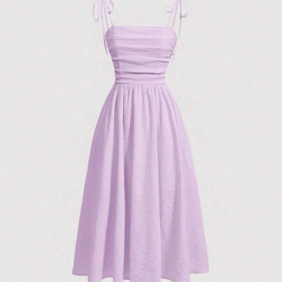 MOD Vestido sin mangas de unicolor casual de verano - Lila Púrpura - Ver 1