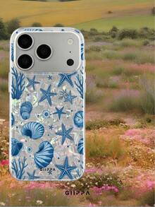 GIIPPA 1pc Shell Pattern Bottom With Starfish And Shell Design, Phone 17 Pro Max Phone Case, Compatible With Phone 16 Pro Max, 15 Pro Max, 14 Pro Max, Korean Style High-End Fashion Fun Phone Case, Compatible With 11/12/13/14/15/16 Pro Max Plus, Elegant Design Suitable For Men And Women, Perfect Gift For Girlfriend On Christmas, Valentine's Day, Easter, Wedding Season And Birthday! - Multicolor - View 7