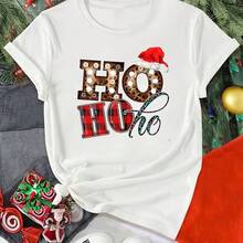 Women's Santa Claus Print T-Shirt, Cartoon T-Shirt, Harajuku Fashion New Year's T-Shirt, Clothing - 彩色 - 查看 1