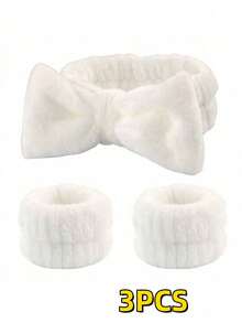 1/2/3pcs Set Of Solid Color Shower Cap And Wristband - A - View 3