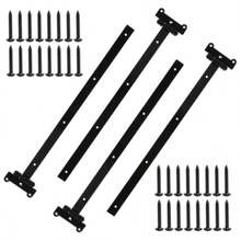 4 bisagras de puerta de granero de 24 pulgadas color negro de alta resistencia 4 mm de grosor bisagras de puerta de granero de hierro con 28 tornillos de montaje bisagras resistentes en forma de T - como en la imagen - Ver 8