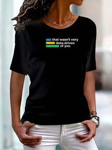 Eso no fue muy inteligente de su parte. Camiseta de manga corta de talla grande para mujer, con cuello redondo, diseño novedoso, informal, divertida, con estampado gráfico, 100% poliéster, 1 - Negro - Ver 1