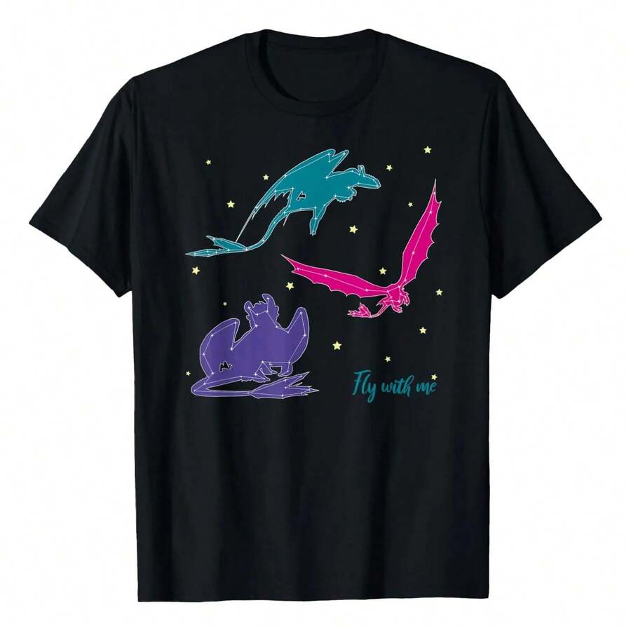 Camiseta Cómo Entrenar A Tu Dragón 3: Hidden World Fly With - Negro - Ver 1