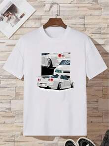2026 Men's Car Print T-Shirt 2026 - 白色 - 查看 1