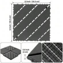 Plastic Patio Tiles With Click System, Pack Of 44, 30 X 30 Cm, Square, Waterproof, For Outdoor Use, Weatherproof, For Patio, Balcony, Garden And Pool Area, Dark Grey - Dark Gray - View 2