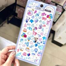 Pegatinas de Sello 3D con Expresión de Dibujos Animados Divertidos, Calcomanías de Textura de Cristal Colorido para Diario, Decoración DIY de Papelería, Pegatinas de Recompensa de Marca Diaria - Multicolor - Ver 11