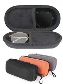1pc Double-Layer Glasses Case, Holds 2 Pairs Of Glasses, Zippered Case For Reading Myopia Astigmatism Glasses, Portable Glass Organizer - Multicolor - View 9