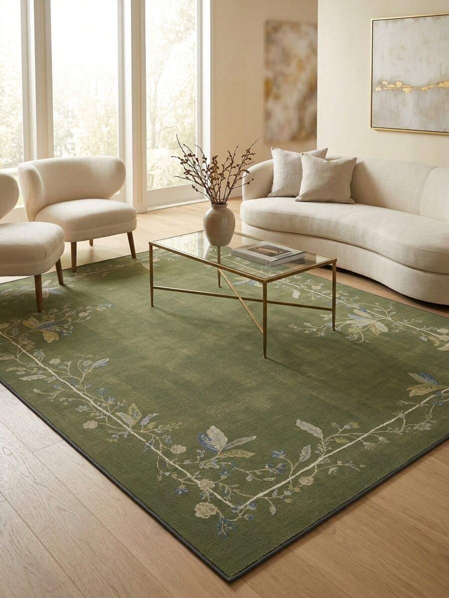 1pc Floor Mat Carpet (Rug, Carpet, Area Rug, Bath Mat, Bath Rug, Door Mat), Modern Aesthetic Southeast Asian Style Classical Floral Striped - Soft Faux Cashmere Carpet, Bathroom, Kitchen, Entrance, Hallway, Bedside, Living Room, Bedroom, Etc., All Season Washable Floor Mat, Home Decor - Multicolor - View 1