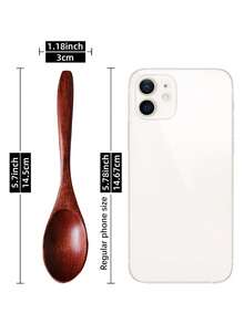 1/4PCS Small Wooden Spoons, 5.7Inch/14.5cm Honey Spoons For Tea, Wooden Honey Teaspoons For Coffee, Little Tiny Wood Spoons, Mini Table Spoons For Jar & Condiment, Wooden Spoons For Eating - Brown - View 6