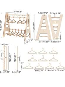 Wooden Earring Display Stand With Mini Hooks, Earring Storage Rack For Selling Jewelry, Wooden Earring Display Stand For Women's Stud Earrings, Retail And Personal Use, Hanging Jewelry Storage Rack - Multicolor - View 2