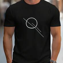 Camiseta con estampado circular minimalista blanco, diseño de líneas musculares. - Multicolor - Ver 1