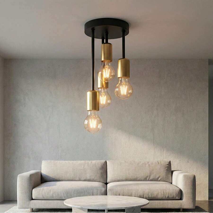 4-Light Iron Art Branch Ceiling Light For Dining Room, Living Room, Coffee Shop, Entryway, Hallway, Corridor, Balcony, Small Pendant Light, Bulbs Not Included - Multicolor - View 1
