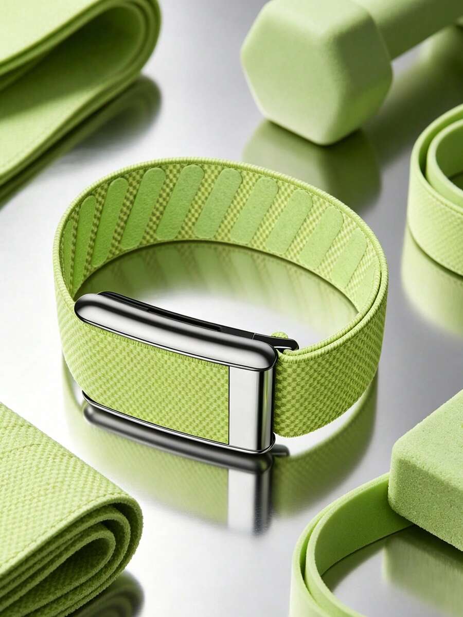 5.0 Super Luxury Braided Watch Band - Fit For 5.0/MG - ECG Applicable, High-Quality Accessory For Health & Fitness Wearable Devices - Premium Metal - Lime Green - View 1