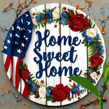 2D Flat - Round Aluminum "Family Happiness" Wreath Sign, Round Aluminum Sign 7.87X7.87 Inches, Waterproof And Rust-Proof, Suitable For Home, Office, Cafe And Bedroom Decoration. 2D Flat Printing - Star - View 4