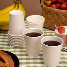 100pcs White Thick Paper Cups, Disposable Milk Tea Coffee Cups, Disposable Coffee/Milk Tea Paper Cups, Suitable For Festivals, Parties, Christmas Parties - View 5
