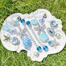 20 buah Hiasan Bintang Laut Perak, Cangkang Biru, Kura-kura untuk Dekorasi Sepatu DIY, Cocok untuk Sandal Berlubang, Elegan dan Modis, Hadiah untuk Pacar - Baby Blue - View 6