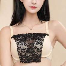 女款黑白蕾絲防走光可調節3段式夾式隱形胸貼，假領設計，適合日常穿著 - 彩色 - 查看 10