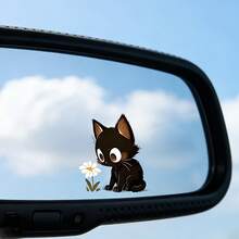 1 buah Stiker Vinyl Kucing Hitam dan Bunga Lucu, Stiker Dekoratif Perekat Diri Cocok untuk Mobil, Cermin, Sepeda Motor, Dinding Universal, Dekorasi Ponsel - A - View 7