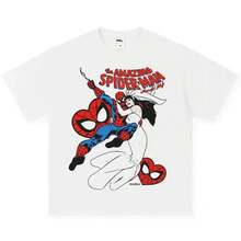 Disney 2026 New Spider Man (Spider-Man) Vintage Marvel Print Water-Washed Pure Cotton Comfortable Men's T-Shirt - Summer Fashion Style - 1 - 查看 2