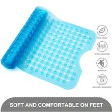 1 buah Keset Bak Mandi Anti Selip Ekstra Panjang, Keset Kamar Mandi Persegi Panjang dengan Lubang Drainase dan Perekat Hisap, Keset Bak Mandi Ekstra Panjang 40"X16", Karpet Kamar Mandi, Lembut di Kaki, Dapat Dicuci dengan Mesin, Cocok untuk Rumah, Hotel, dan Perjalanan Mobil, Biru Transparan, Keset Kamar Mandi Ukuran XL - beraneka warna - View 7
