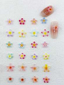 30件/包 彩色五瓣花美甲裝飾品 3D樹脂花朵美甲配件美甲飾品 - 彩色 - 查看 5