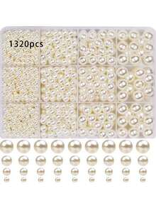 1set Beaded Accessories Materials/3set Gift Box/100pcs Loose Beads/1320pcs Faux Pearl Loose Beads Set, Set For Handmade DIY Jewelry Bracelet Necklace Earrings Phone Chain Accessories Craft Beading Material Box (Random Color) - Multicolor - View 10