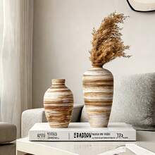 Modern Minimalist Brown Handmade Ceramic Vase, Home Decor Accessory, Creative Gift For Living Room, Study, Desk, Birthday, Graduation, Housewarming - Brown - View 2