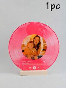 1件客製化音樂唱片牌，附照片歌曲唱片，個性化照片禮物，客製化照片禮物，圓形唱片裝飾，可自訂文字音樂禮物，音樂愛好者禮物，音樂室裝飾，音樂相框，家居裝飾 - 風格A - 查看 21