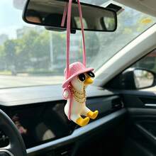 Cute Car Hanging Swinging Duck Pendant, Rearview Mirror Decoration, Perfect Gift For Car Enthusiasts - A - View 2