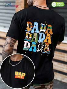 Disney Men's 100% Cotton Toy Story "Dad Life" Retro Casual T-Shirt - Black - View 1