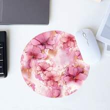 1 Cute Pink Flower Mouse Pad, Office Desk Circular Mouse Pad, Small Mini Travel Mouse Pad With Anti Slip Rubber Base, 7.87 Inch Diameter Suitable For Work Wireless Computer Laptop, Office Desk Accessory Single 47g - View 6