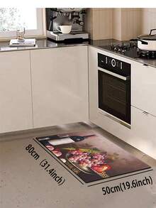 1pc Romantic Wine & Fruit Pattern Rubber Kitchen Mat, Washable, Soft & Non-Slip, Suitable For Bathroom Sink, Laundry Room And Other Areas - Multicolor - View 17