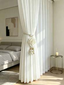 2 Buah Pengikat Tirai Bunga 3D Boho, Dekorasi Mutiara, Pengikat Tirai yang Dapat Diatur, Tali Tirai Mewah untuk Ruang Tamu dan Kamar Tidur - 2pcs - View 3