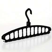 3pcs Black 11-Hole Hanger Organizer With Grey Swivel Hook, Non-Slip And Space-Saving. Suitable For Hanging Coats, Shirts, Dresses, Ties And Pants. - View 5