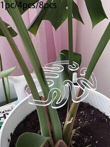 1/4/8入 植物莖幹支撐樁，壓克力葉形植物支撐，壓克力龜背竹固定夾，龜背竹葉形支撐，適用於室內外植物生長，獨特美觀的植物支撐樁，保持植物莖幹與根部挺直，適用於室內外攀緣植物 - 均碼 - 查看 1