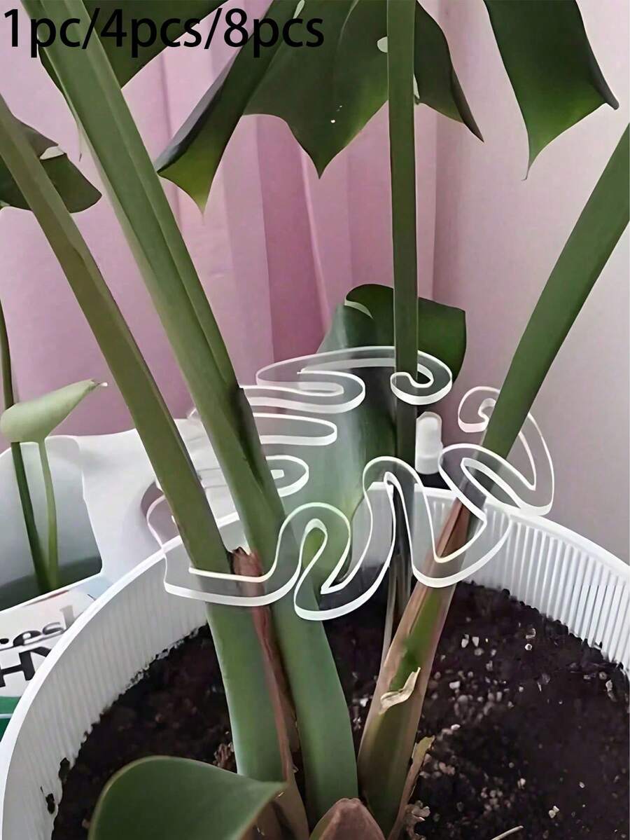 1/4/8入 植物莖幹支撐樁，壓克力葉形植物支撐，壓克力龜背竹固定夾，龜背竹葉形支撐，適用於室內外植物生長，獨特美觀的植物支撐樁，保持植物莖幹與根部挺直，適用於室內外攀緣植物 - 均碼 - 查看 1