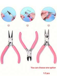 1/3pcs Mini Diagonal Pliers Round Tip Bent Nose Insulated Pliers For Jewelry Making Tools - Multicolor - View 1