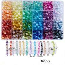360pcs/720pc/50pcs 8mm 雙色漸層裂紋玻璃水晶珠飾手工DIY材料包，適用於手工手鍊、項鍊、耳環、鑰匙圈、包包吊飾、手機鍊、手工珠寶製作，適合節日、派對紀念品、生日禮物製作（隨機配色） - 多彩色 - 查看 9