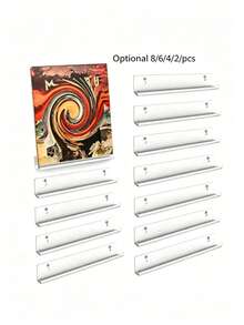OBOVAY 8/6/4/2pcs Vinyl Record Wall Mount Shelf, Transparent Acrylic Record Storage Rack, 12 Inch Album Record Holder, Display Your Daily LP Listening In Office And Home - Clear - View 1