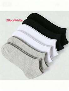 10/20 Pairs Unisex Boat Socks, Solid Color, Odor-Resistant, Summer Short Socks, Casual Low-Cut Socks, Gift Socks, Autumn/Winter/Spring/Summer Styles (20/12/10/6 Pcs) - Multicolor - View 7