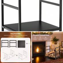 Firewood Log Rack With Unique Handle And Raised Feet - Black - View 1