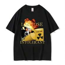Men's Y2k Short Sleeve Crew Neck T-Shirt, New Arrival, Men's T-Shirts, Lactose Intolerant T-Shirts, Funny Meme, Men's Clothing - 彩色 - 查看 1