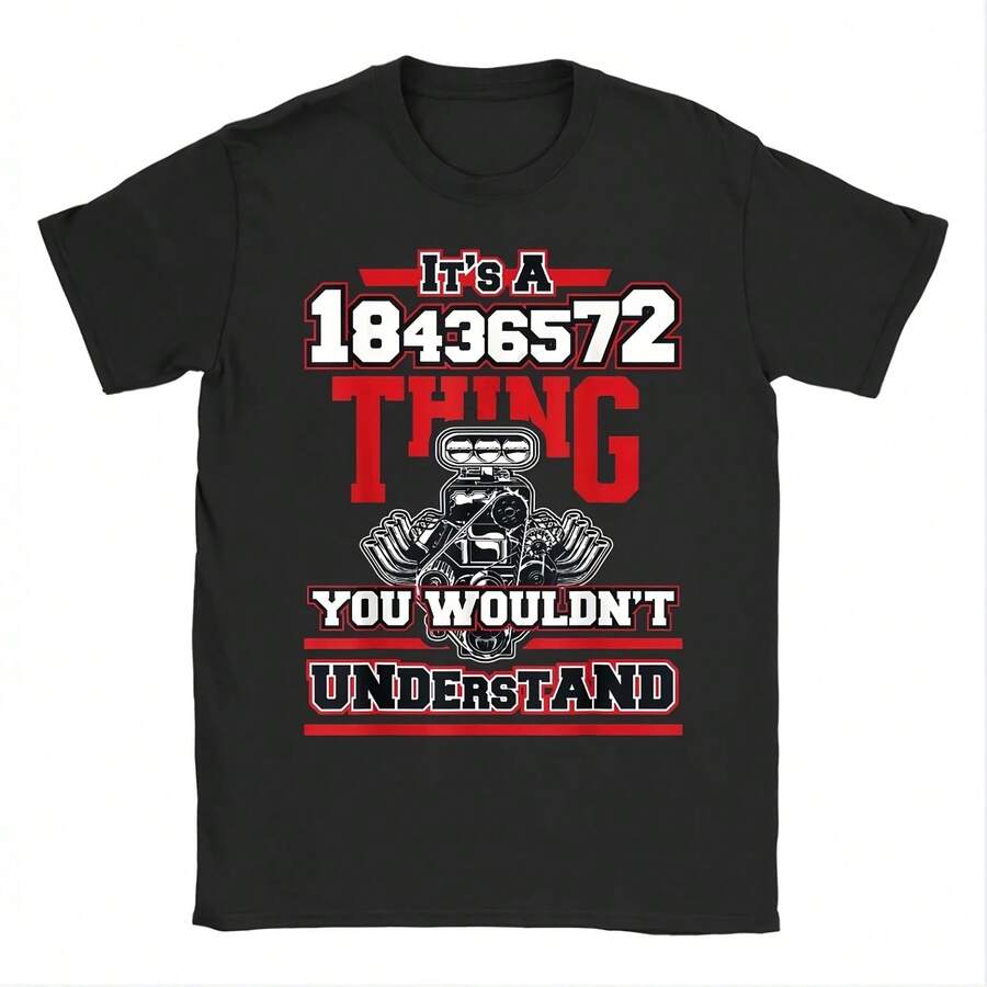 Camiseta divertida con diseño de motor V8 Firing Order 18436572 para amantes de los coches, camiseta gráfica de manga corta para hombres y mujeres para primavera y verano - Multicolor - Ver 1