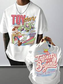 Disney Toy Story "To Infinity And Beyond" Tee, Double-Sided Print, Retro Style, Perfect For Park Trips And Casual Wear. - White - View 2