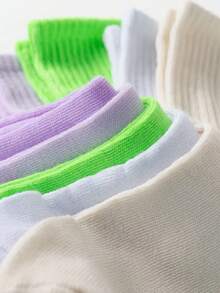 1 Pair/5 Pairs Random Color, Spring/Summer Heart Series, Random Candy Color Heart Pattern Japanese Cute Sweet Style, Daily Simple Sweet Cute Versatile, Girls Campus Casual Commute Home Wear, Soft Skin-Friendly Comfortable Breathable Sweat-Absorbing, Women's Mid-Calf Socks - Multicolor - View 3