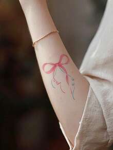 3 Peças de Autocolantes de Tatuagem com Padrão Combinado de Coração em Forma de Laço Rosa Doce e Fresco, Autocolantes de Tatuagem Temporária, Design de Tatuagem Realista, Adequado para Viagens, Festivais de Música, Jogos, Presentes de Formatura, Dura 3-5 Dias - Multicolorido - Ver 6