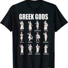 Greek Mythology T-Shirt With Greek Gods, Casual Cotton Crew Neck Short Sleeve T-Shirt For Summer, Men's Loose Casual Streetwear, Harajuku T-Shirt - 彩色 - 查看 1