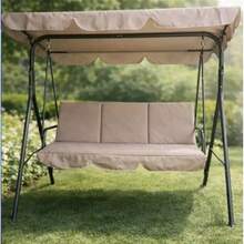 3-Sitzer Garten-Schaukelbank aus Eisen mit Sonnenschutz und Kissen - Outdoor-Schaukelbank für Terrasse und Balkon 170x110x153cm 3 Farben Grau Beige Tortora - Schwarz - Übersicht 3